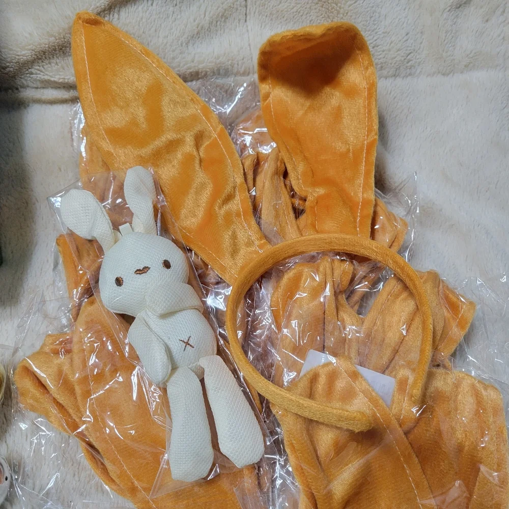 Party Set EASTER EGG HUNT, 12 Rabbit Ear Headband 80 large eggs prize eggs NEW